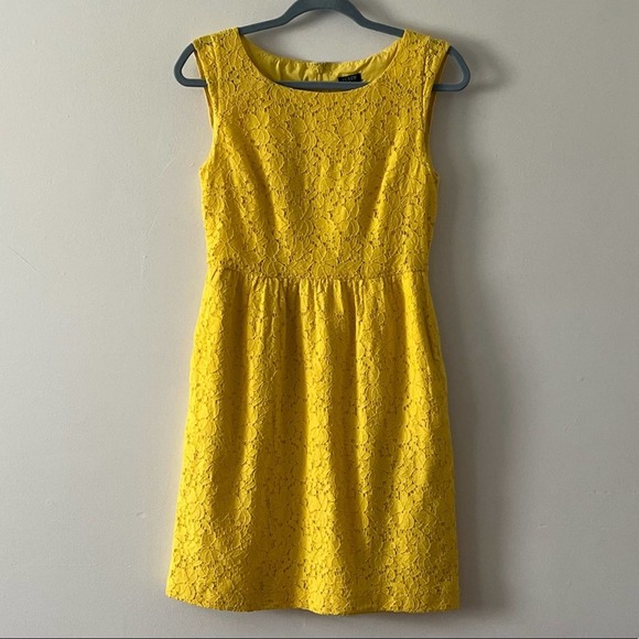 J. Crew Factory Yellow Lace Cap Sleeve Dress sz 0 - Picture 1 of 10